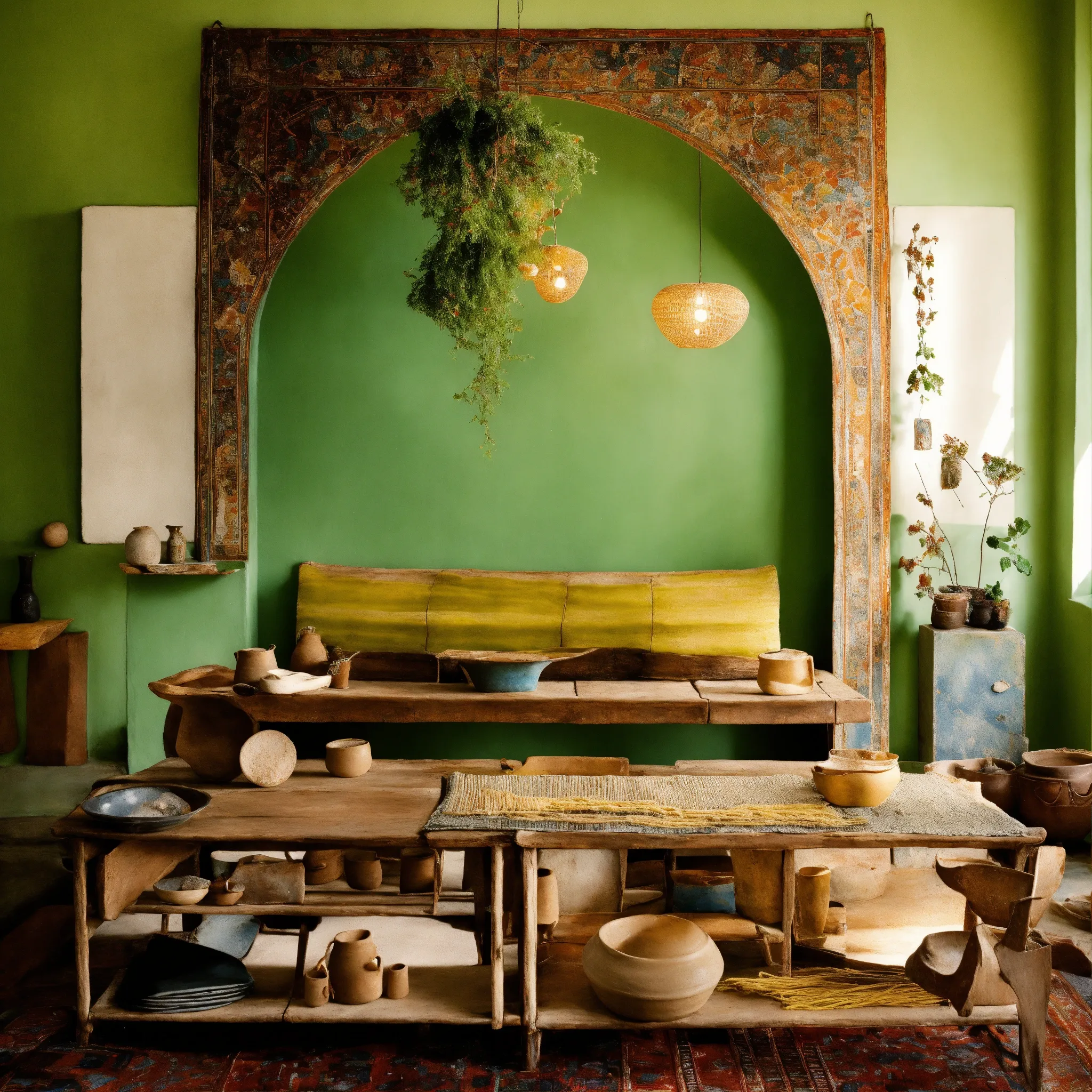 Peaceful interior with natural elements